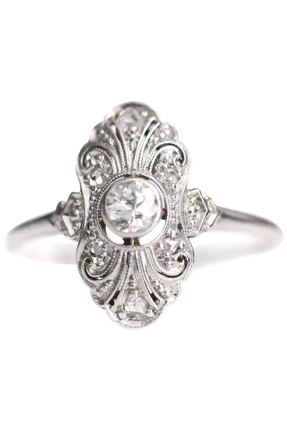 Antique Dinner Ring, Vintage Cluster Diamond Ring, Art Deco Diamond Wedding Anniversary Ring, Milgrain Bezel Set Diamond Ring, 925 Sterling Silver, 2.2 Ct Simulated Diamond, Gift Ring For Grandmother