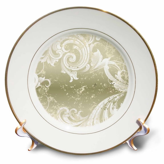 3dRose, Antique Distressed, 8 inch Porcelain Plate