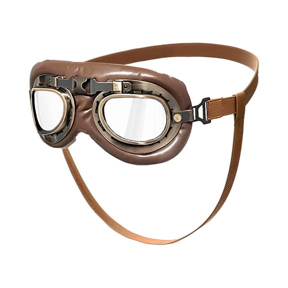 Antique Dog Goggles with Adjustable Leather Straps, Windproof PC Lens for Outdoor Adventures & Beach Travel