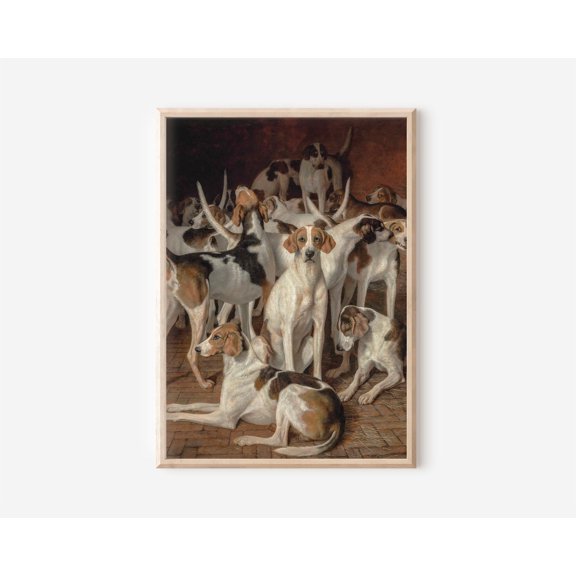 Antique Dog Home Wall Decor 20th Century Hunting Dogs Artwork Decoration, Unframed Poster
