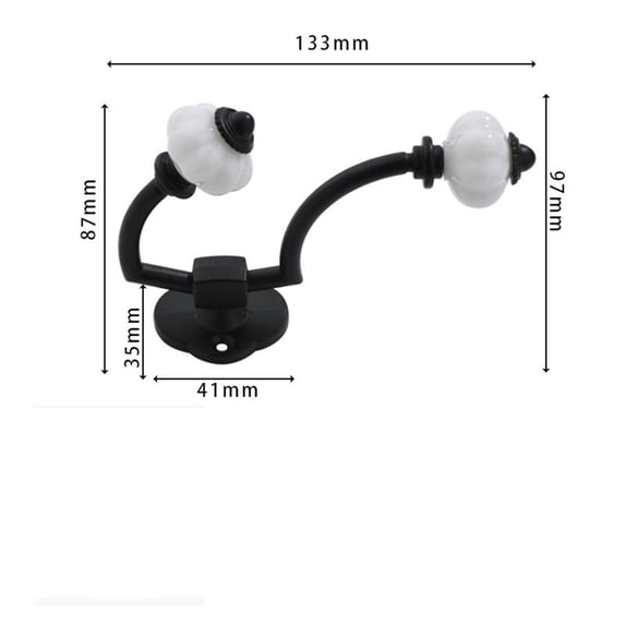 Antique Double Ceramic Coat Hooks, Retro Bronze Wall Mounted Hooks for Bathroom Bedroom, 5.24"×3.82",1PC,Black
