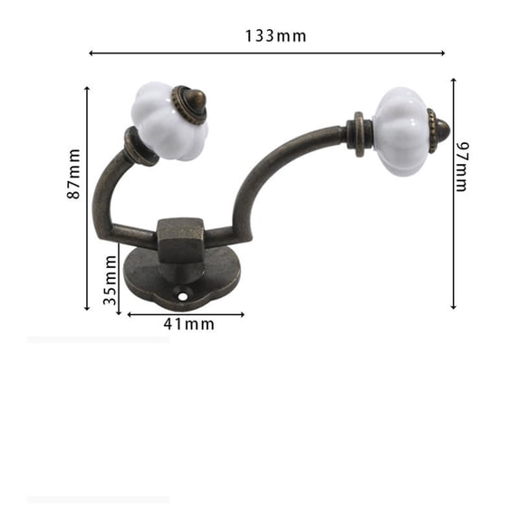 Antique Double Ceramic Coat Hooks, Retro Bronze Wall Mounted Hooks for Bathroom Bedroom, 5.24"×3.82",1PC,Bronze