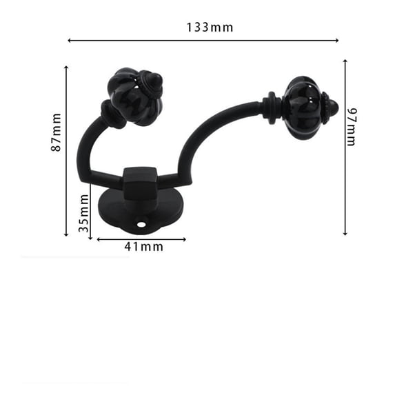 Antique Double Ceramic Coat Hooks, Retro Bronze Wall Mounted Hooks for Bathroom Bedroom, 5.24"×3.82",1PC,Pure Black