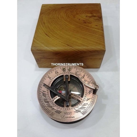 Antique Double Color Sundial Compass Nautical Working Compass Item
