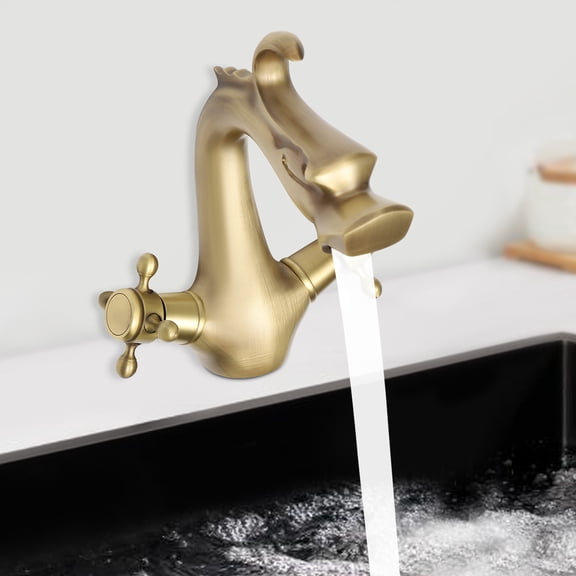 Antique Dragon-shaped Faucet Bathroom Basin Sink Mixer Faucet 2 Handles Taps