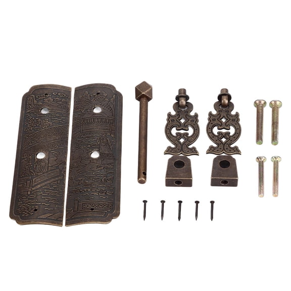 Antique Drawer Pendant Pulls Brass Book Cabinet Pull Handle Chinese Retro Heavy Duty Drop Handles for Dressers Wardrobes Kitchen Cabinets Set of 2 Pack 4.7 x 2.8 inches