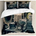 thumbnail image 1 of Antique Duvet Cover Set, Antique Store Inventory Old Gramophone Sewing Machine Other Early 20 Century Stuff, Decorative 3 Piece Bedding Set with 2 Pillow Shams, Queen Size, Sepia, by Ambesonne, 1 of 3