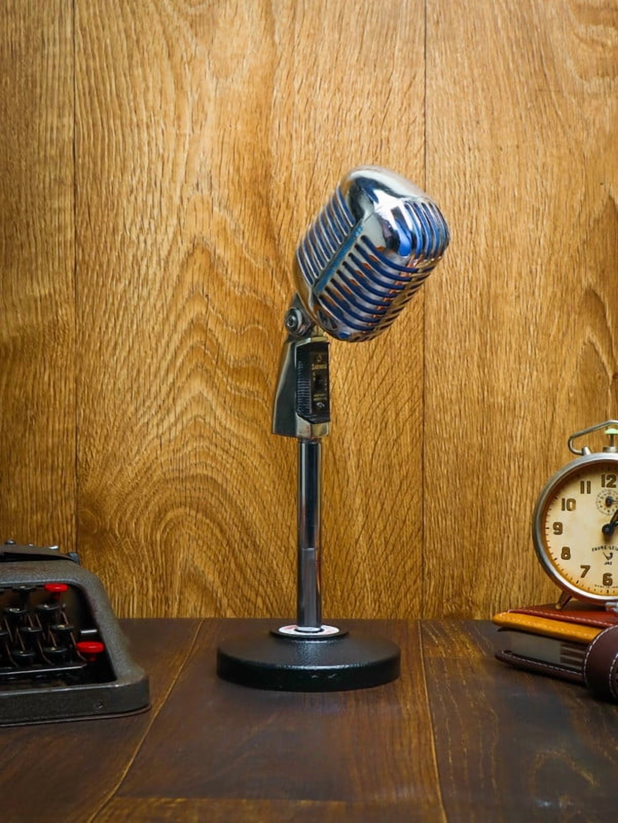 Antique Dynamic Vintage Style Metal Grill Microphone Decorative Table Top Mic.