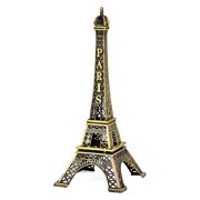 Antique Eiffel Tower Statue, Vintage Paris World Famous Building Showpiece - 13 Cm | Gold Metal D cor For Desk, 3d Miniature Craft, Wedding Gift, Table Stand, Cabinet Ornament - Pack Of 1