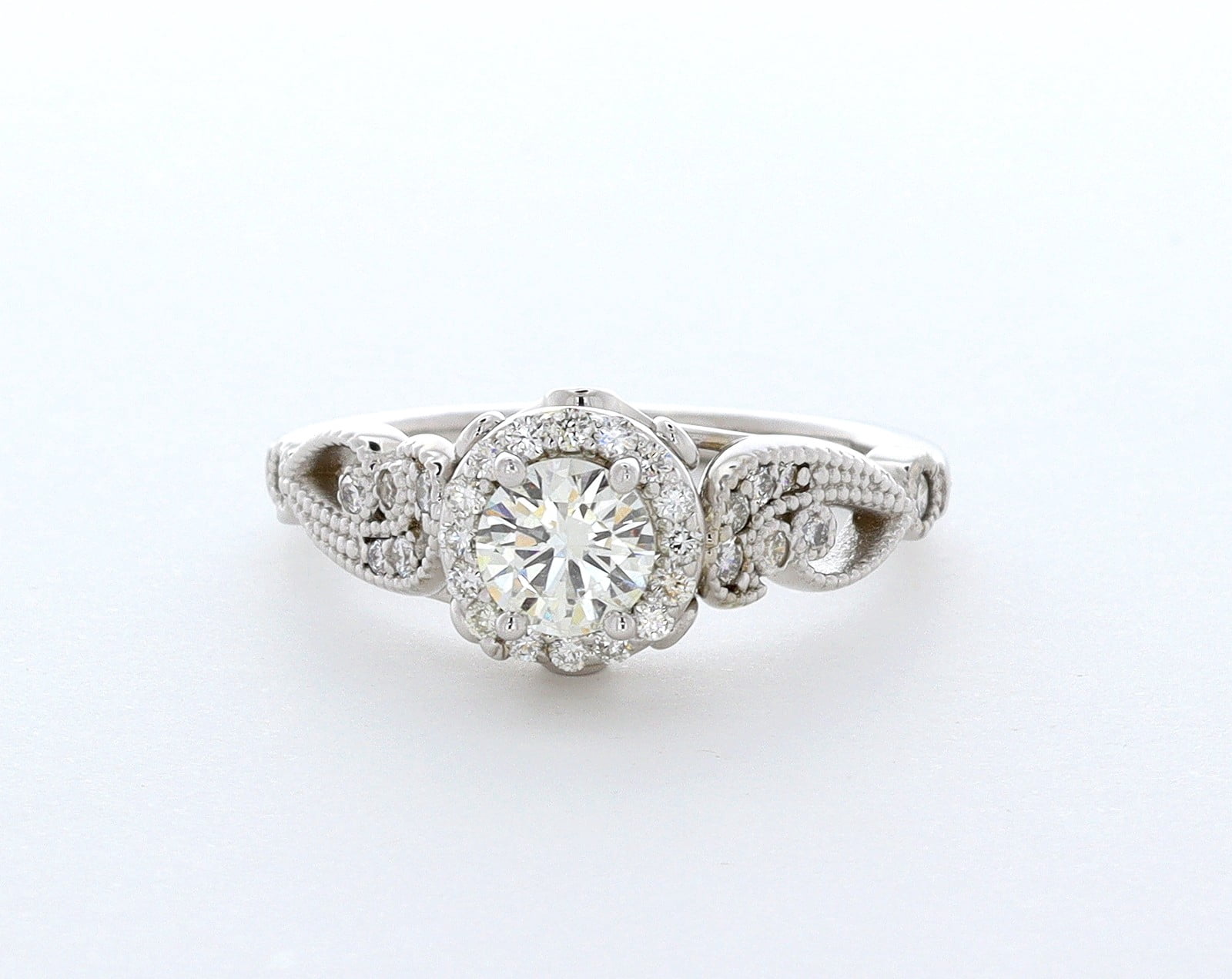 Antique Engagement Ring, Milgrain Cluster Diamond Ring, Halo Diamond ...