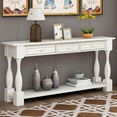 thumbnail image 1 of Antique Entry Console Table with Drawers & Bottom Open Shelf, Solid Wood Sofa Couch Table for Entryway Hallway Living Room-64 Inch Long (Antique White), 1 of 7