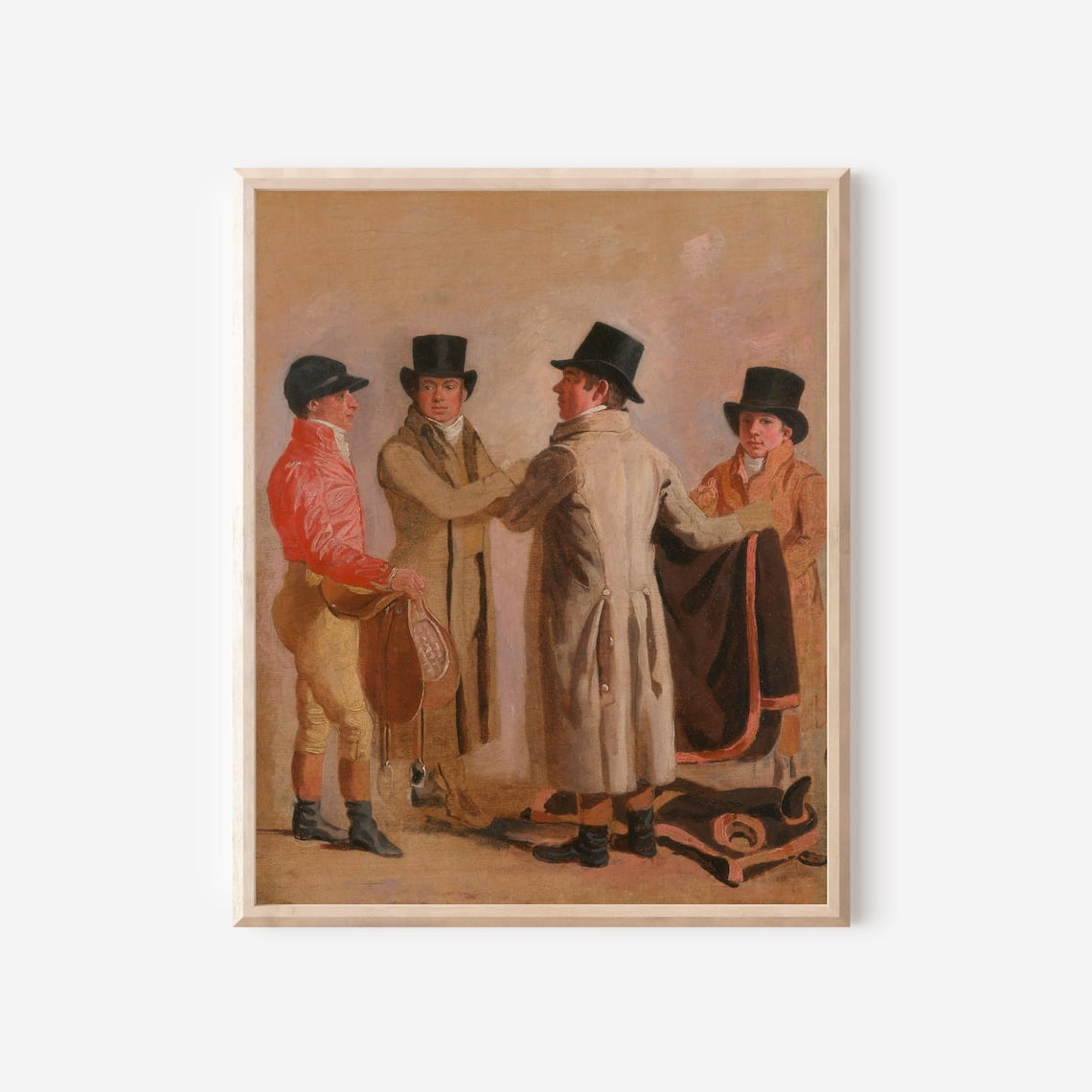 Antique Equestrian Poster 19Th Century English Horsemen In Hunting Attire Home Decor, 12x18 UNFRAMED