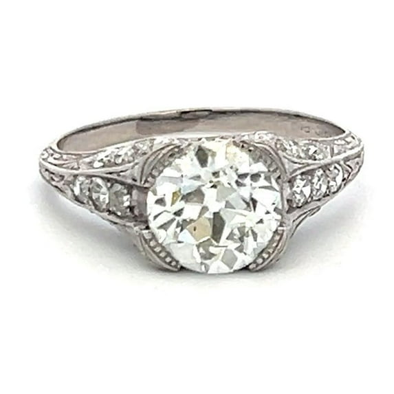 Antique European Women's Wedding Ring, 2.2 Ct Simulated Diamond, 14K White Gold Plated, Art Deco Vintage Promise Engagement Ring, Round Cut Daily Wear Proposal Anniversary Band For Her Birthay Gift's