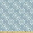 thumbnail image 1 of Ambesonne Antique Fabric by the Yard Upholstery, Retro Revival Curly Flower, 2 Yards, Bluegrey and White, 1 of 4