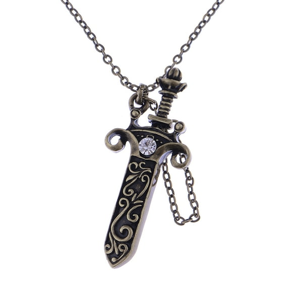 Antique Fantasy Medieval Renaissance Removable Scabbard Rune Sword Dagger Pendant Necklace