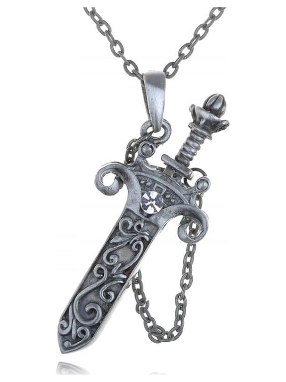 Antique Fantasy Medieval Renaissance Removable Scabbard Rune Sword Dagger Pendant Necklace
