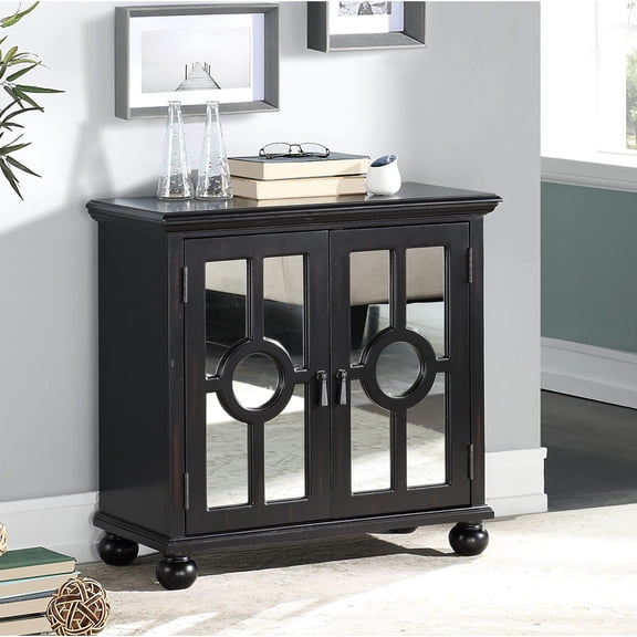 Antique Finish Chest with Mirrored Doors / Provides Storage in Primary Spaces