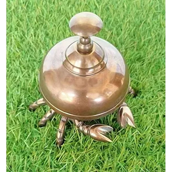 Antique Finish Solid Brass Crab Bell Hotel Counter Bell Reception Bell Teacher Desk Bell Gift Bell Service Handmade Bell Calling Bell Push Bell Gift Bell