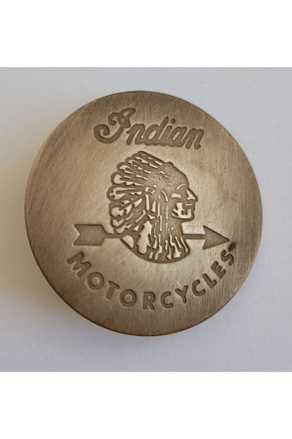 Antique Finish Solid Brass Indian Motorcycle Biker 1.75" Badge Lapel Pin by MDream