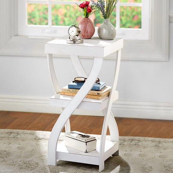 Antique Finish Twisted Side Tables - Distressed Gray