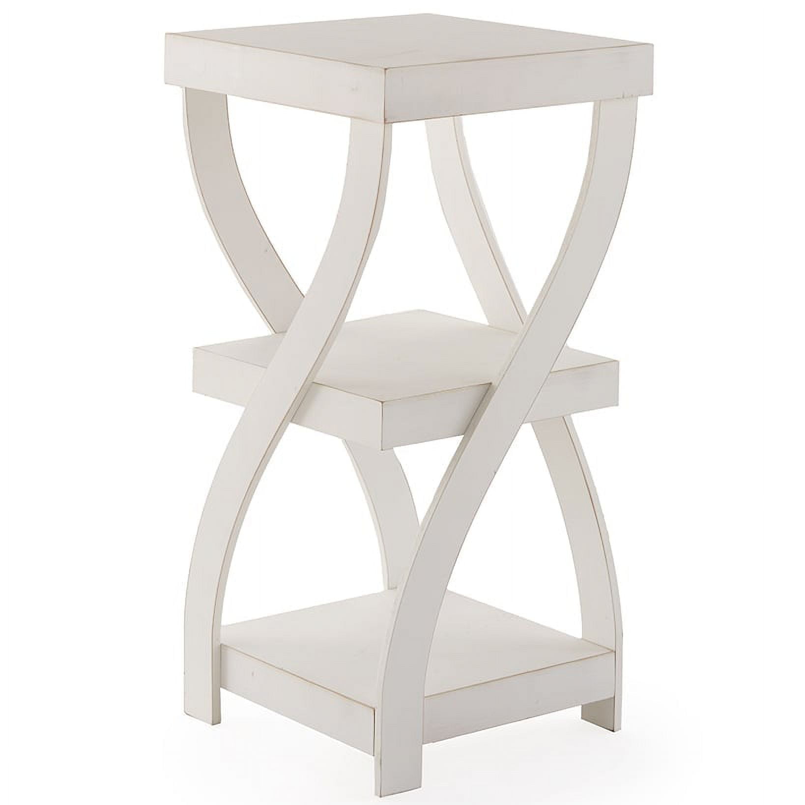 Distressed White MDF Twisted Frame Square Side Table