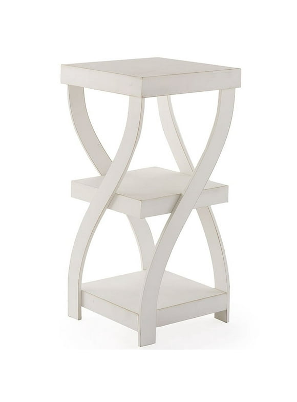 Antique Finish Twisted Side Tables - Distressed White