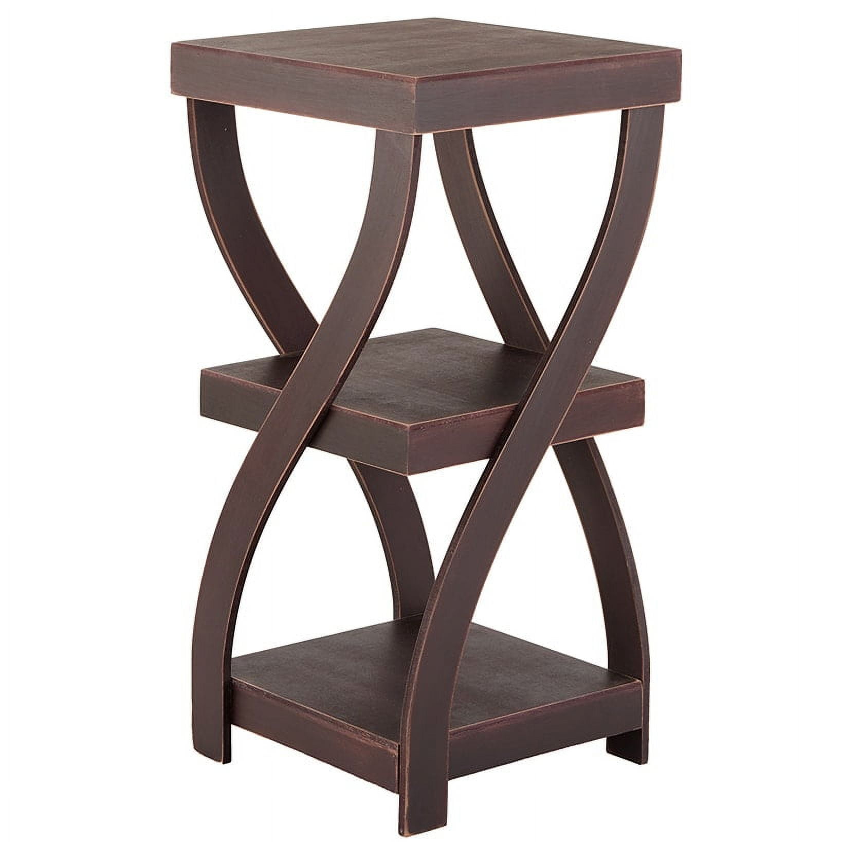 Walnut Antique Finish Twisted Leg Square End Table