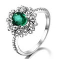 thumbnail image 1 of Antique Floral 1.75 Carat Green Emerald 6mm Round Cut And Moissanite Diamond Engagement Ring in 10k White Gold, 1 of 5