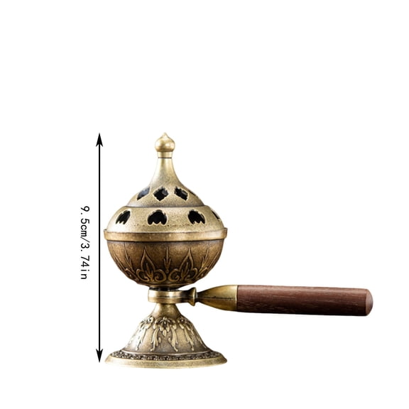 Antique Floral Incense Holder Brass Aromatherapy Diffuser with Ash Catching Lid for Home and Meditation Decor - 1 Pack (1Pc)