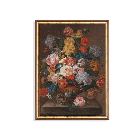 Antique Floral Still Life Print Poster Roses & Peonies Bouquet, Size 24x36 UNFFRAMED F03.1.7l725