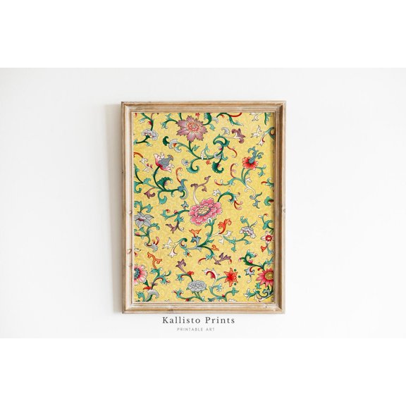 Antique Floral Textile ,Flower Pattern Print Poster Wall Art, Vintage Tapestry Art Print Poster, Textile 175, Size 8x12 UNFFRAMED F03.1.6l2797