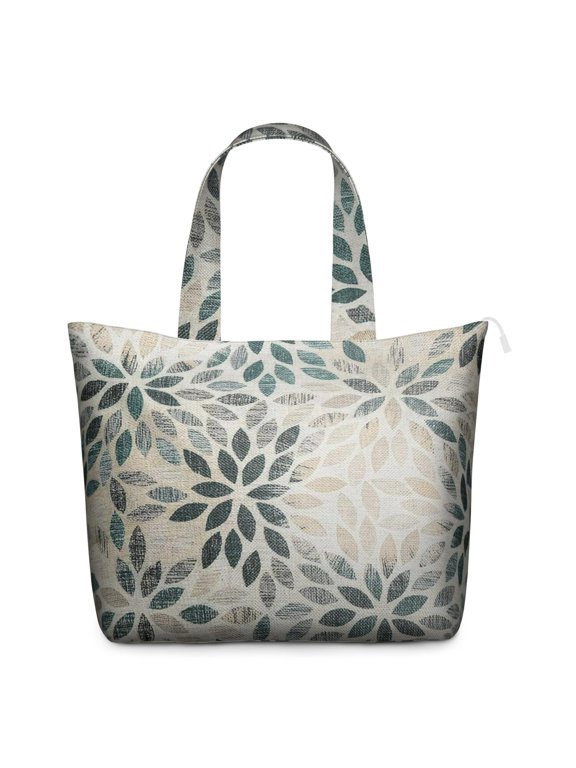 Antique Floral Travel Tote for Women, Rustic Vintage Weekender Duffel Bag with Faded Geometric Accents, Lightweight and Versatile