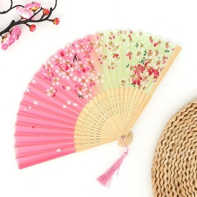 Antique Folding Fan, Chinese Dance Fan, Bamboo Handheld Fan With Intricate Floral Pattern And Hanging Tassel For Cultural Events, Decor And Traditional Art Enthusiasts