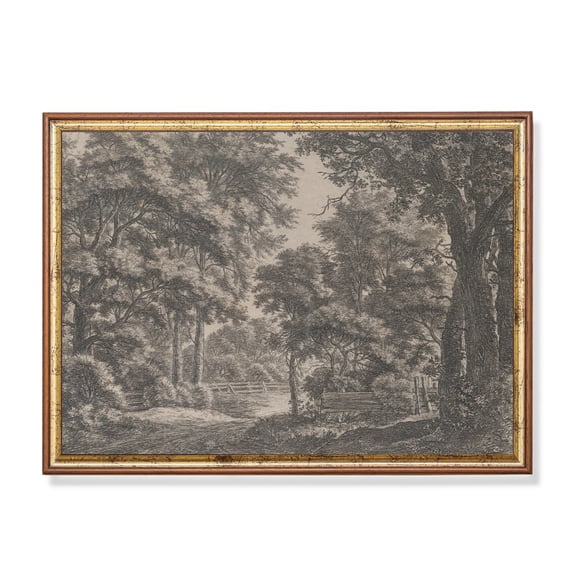 Antique Forest Path Etching 19th Century Woodland Print Poster, Size 12x18 UNFFRAMED F03.1.7l1076