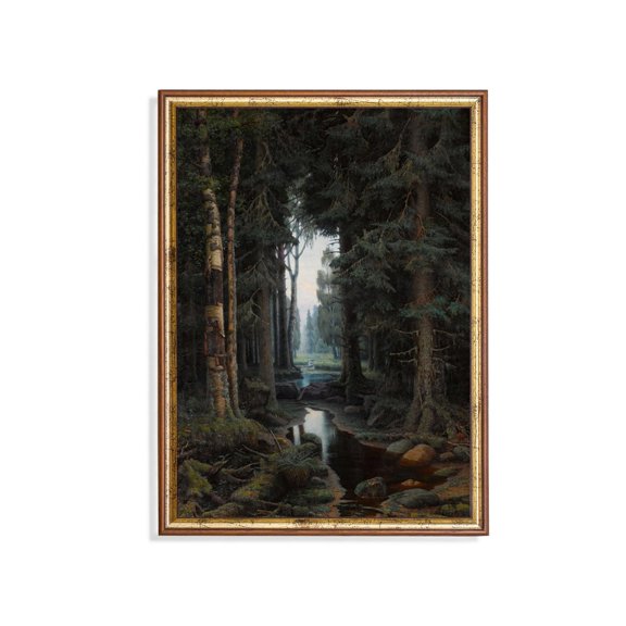 Antique Forest Stream 19th Century Woodland Landscape Poster Decor For Living Room Bedroom, Size 8x12 UNFFRAMED F03.1.7l1255