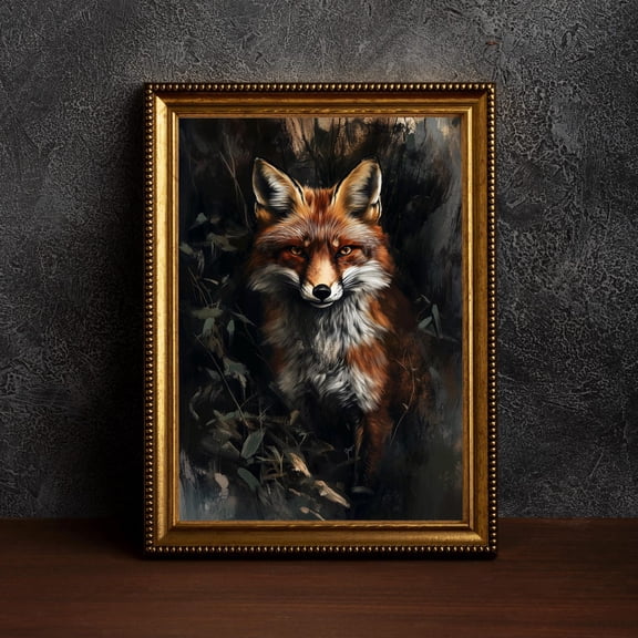 Antique Fox,Dark Academia Wall Art, Gothic Fox Room Decor, Rustic Cottagecore Fox Poster, Vintage Animal Wall Art,Fox Lover Gift, 8x12 UNFRAMED