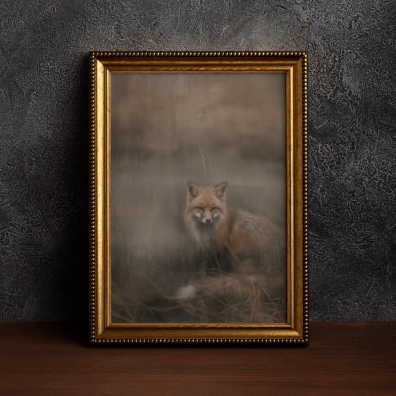 Antique Fox,Rustic Cottagecore Fox Poster,Dark Academia Wall Art, Gothic Fox Room Decor, Vintage Animal Wall Art,Fox Lover Gift, 8x12 UNFRAMED