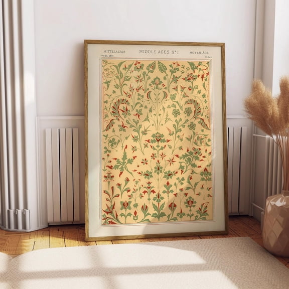 Antique French Botanical Pattern Poster Owen Jones Abstract Wall Art Boho Art Style Print Living Room Wall Art Decor, Mid Century, Modern Art, Unfreamed 8x12