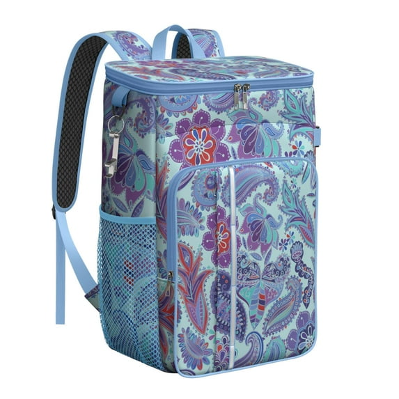 Antique French Country Insulated Cooler Backpack - 20L Rustic Paisley Design Leakproof Lunch Bag, Lightweight for Camping, Hiking & Road Trips