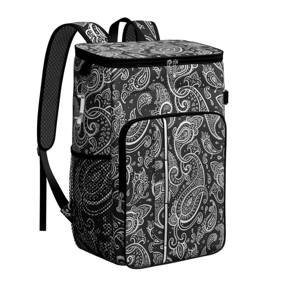 Antique French Country Insulated Cooler Backpack - 20L Rustic Paisley Design Leakproof Lunch Bag, Lightweight for Camping, Hiking & Road Trips