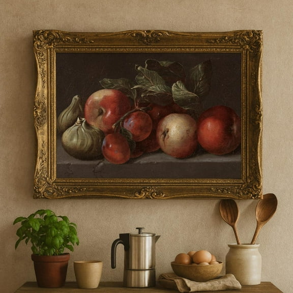 Antique Fruit Still Life Rustic Kitchen Wall Art Home Decor, 8x12 UNFRAMED