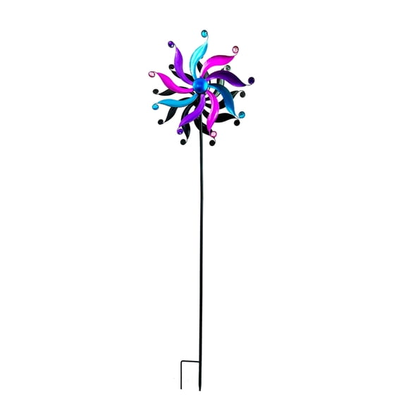 Antique Garden Floor Stake Wind Spinner Sculpture Iron Art Craft Windmill Stake For Backyard Patios Decoration