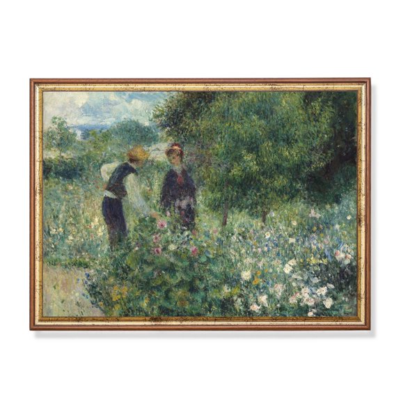 Antique Garden Scene Poster Impressionist Flower Field Landscape Unframed Paper Print