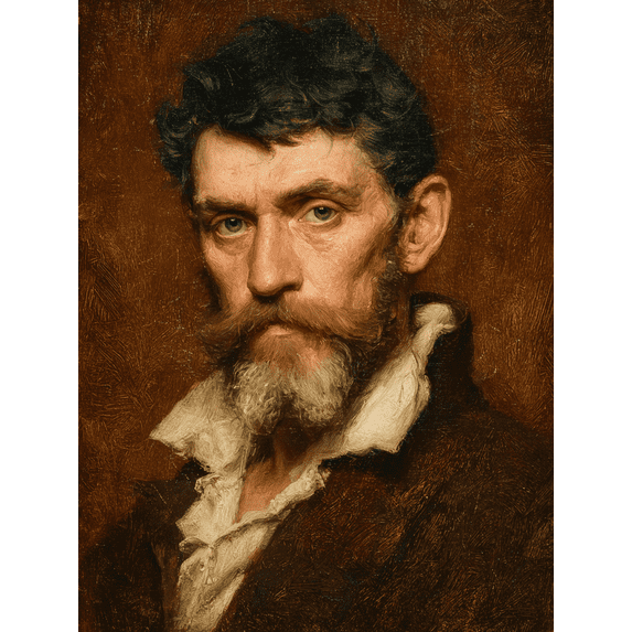 Antique Gentleman Portrait Canvas Print, Vintage Moody Rustic Fine Art, Classic Wall Decor