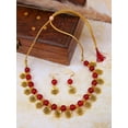 thumbnail image 1 of Antique German Oxidized Gold Exclusive Red Beads Contemporary Necklace & Earrings Set, 1 of 1