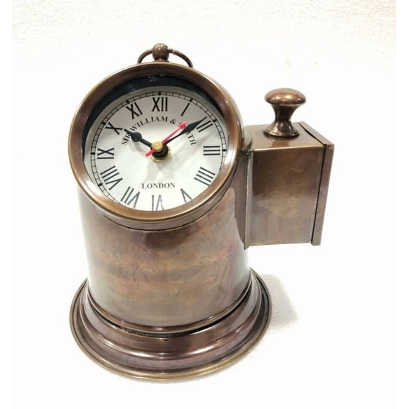 Antique Gimbled Compass Style Nautical Maritime Ship Desk Clock, Gift