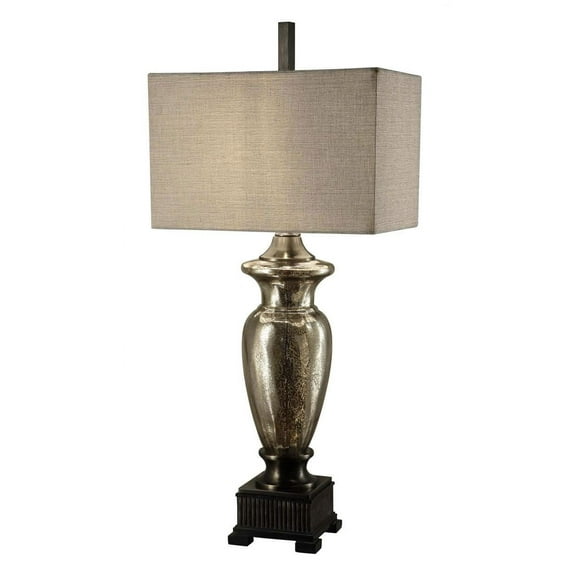 Antique Glass 40-Inch Table Lamp, Aged Nickel