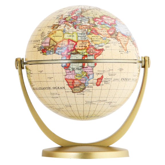 Antique Globe Dia 5.5-inch / 14CM - Educational/Geographic/Modern Desktop Decoration - Stainless Steel Arc and Base - for School, Home, and Office (Antique 5.5“) (Brown-1)