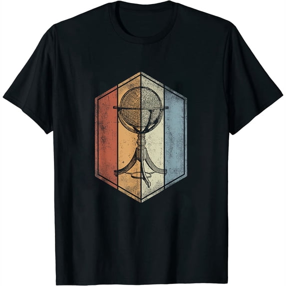 Antique Globe Retro Vintage Style Cartography Geography Womens T-Shirt Black 2X-Large