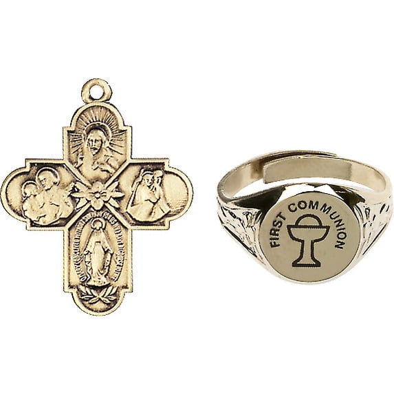 Antique Gold 4-Way Communion Ring Set